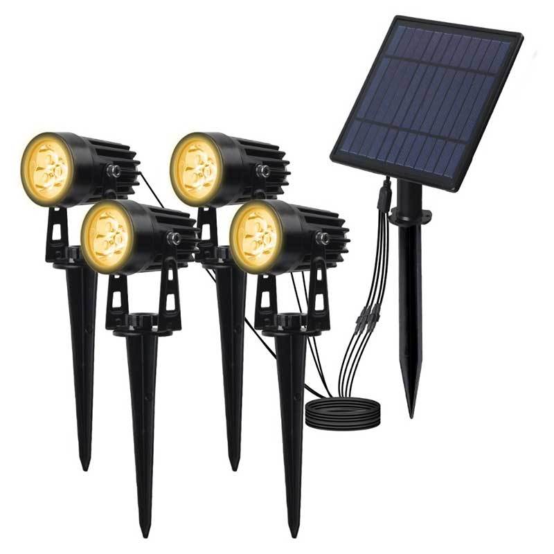 Lampe solaire jardin 4 Projecteur LED Jaune