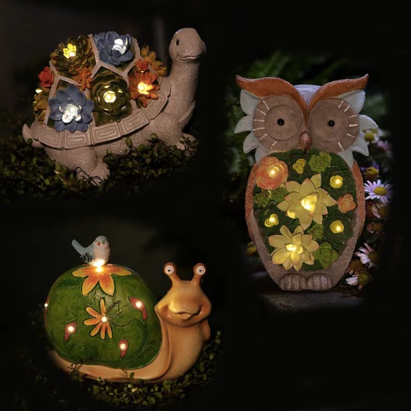 Animaux solaire exterieur Hibou Escargot Tortue