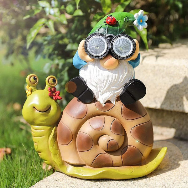 Nain De Jardin Solaire LED - Statue Déco Extérieur Étanche Pour Pelouse, Balcon, Cadeau Anniversaire