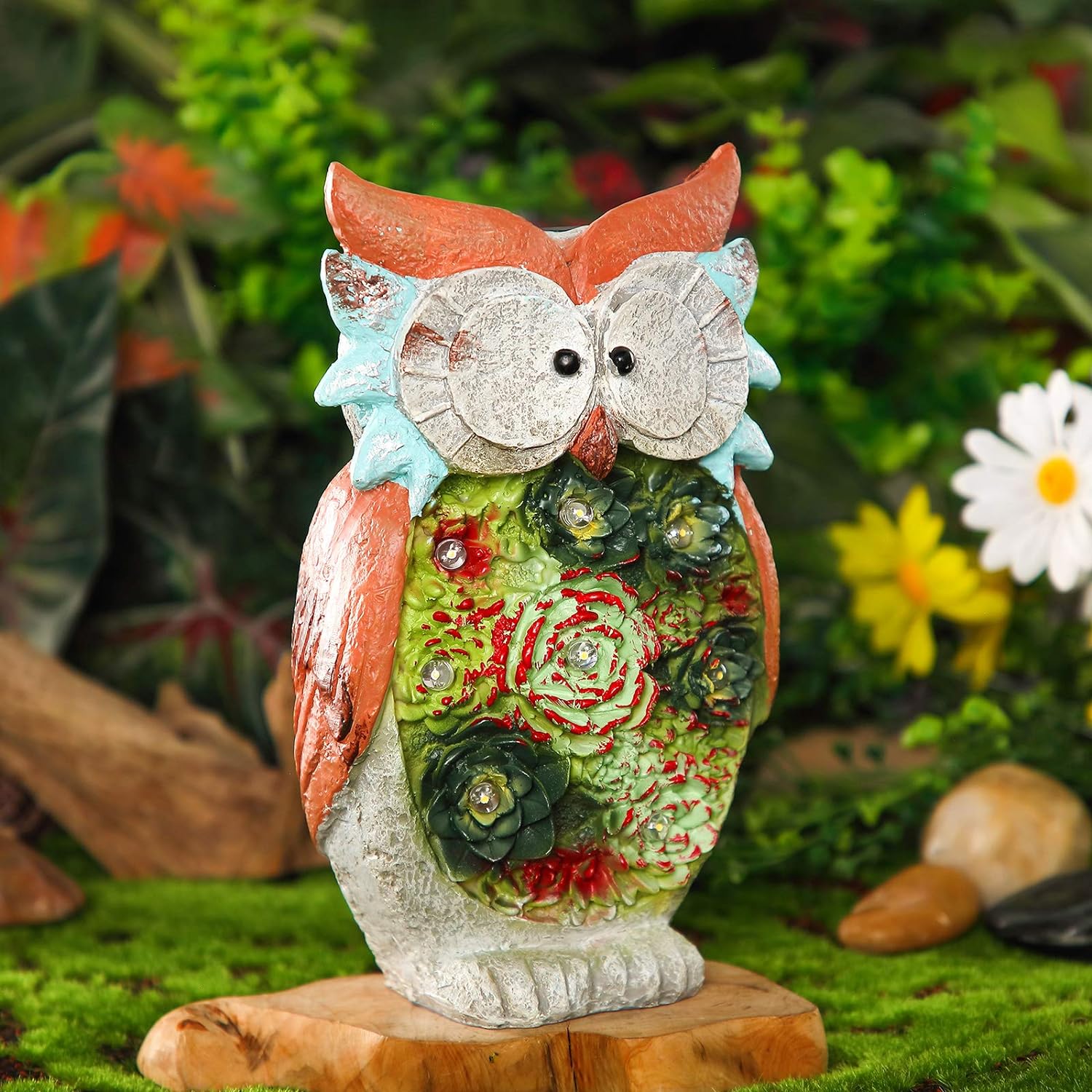 Lampe Solar/ LED figurine de jardin hibou 16 cm - Décoration de