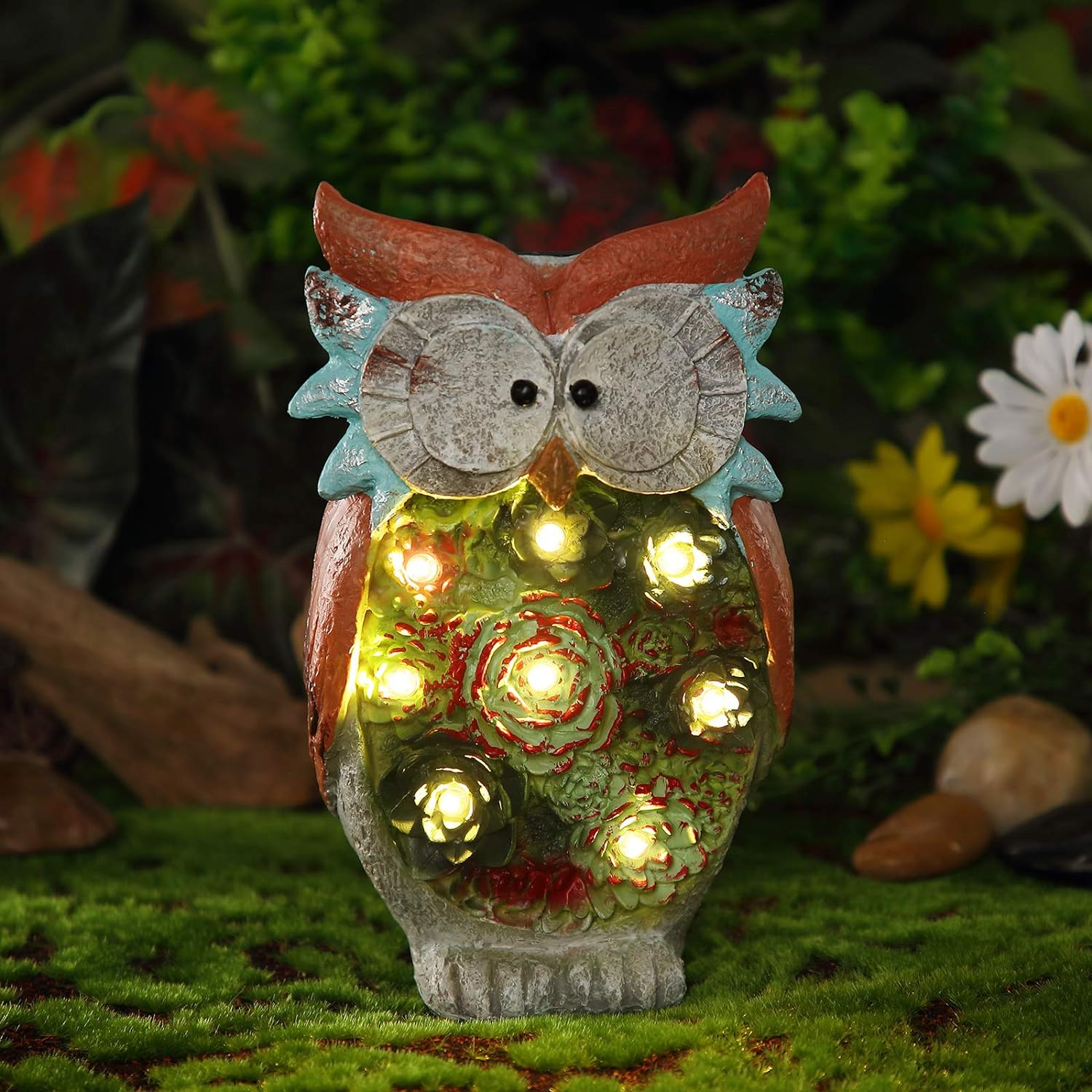 Hibou lumineux extérieur solaire