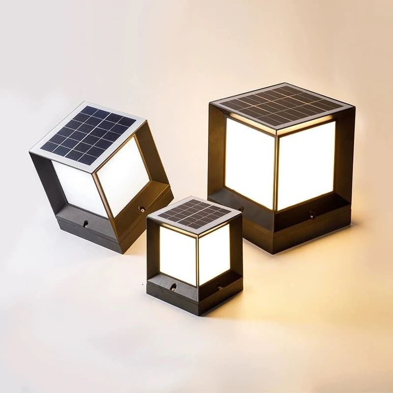 Lampe extérieur solaire design Cube en Aluminum