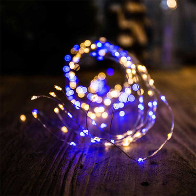Guirlande LED Solaire Exterieur bleu blanc chaud