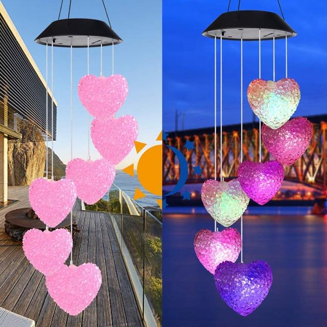 Carillon Solaire Avec Lumières Colorées - Décoration Jardin, Prisme Cristal, Son Mélodieux, énergie Solaire