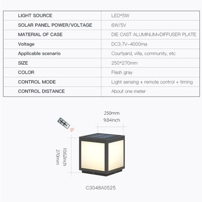 Lampe solaire design éxtérieure de qualité VZVI High Solar Cube 25 cm
