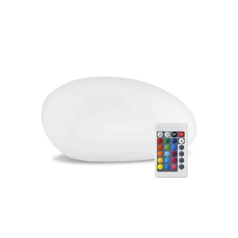 Lampe Solaire Jardin "Grand Galet Blanc Multicolore"