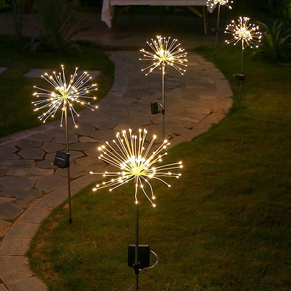 Lampe Solaire Exterieur Jardin 2 Pièces 150 LED Feu d'artifice Solaire