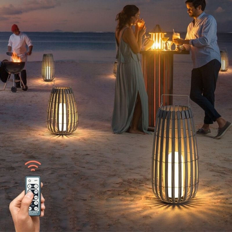 Lampe solaire design Lanterne banboo de luxe