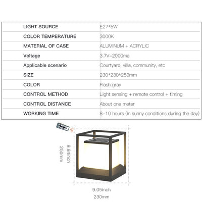 Lampe solaire design Colonne Cube