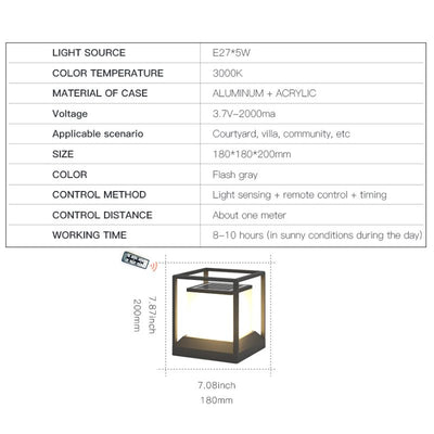 Lampe solaire design Colonne Cube