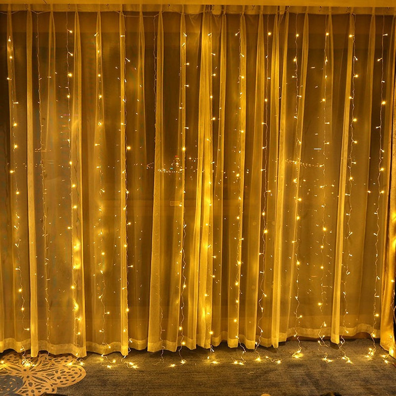 Guirlande Solaire <br> Rideau lumineux 300 LED Jaune