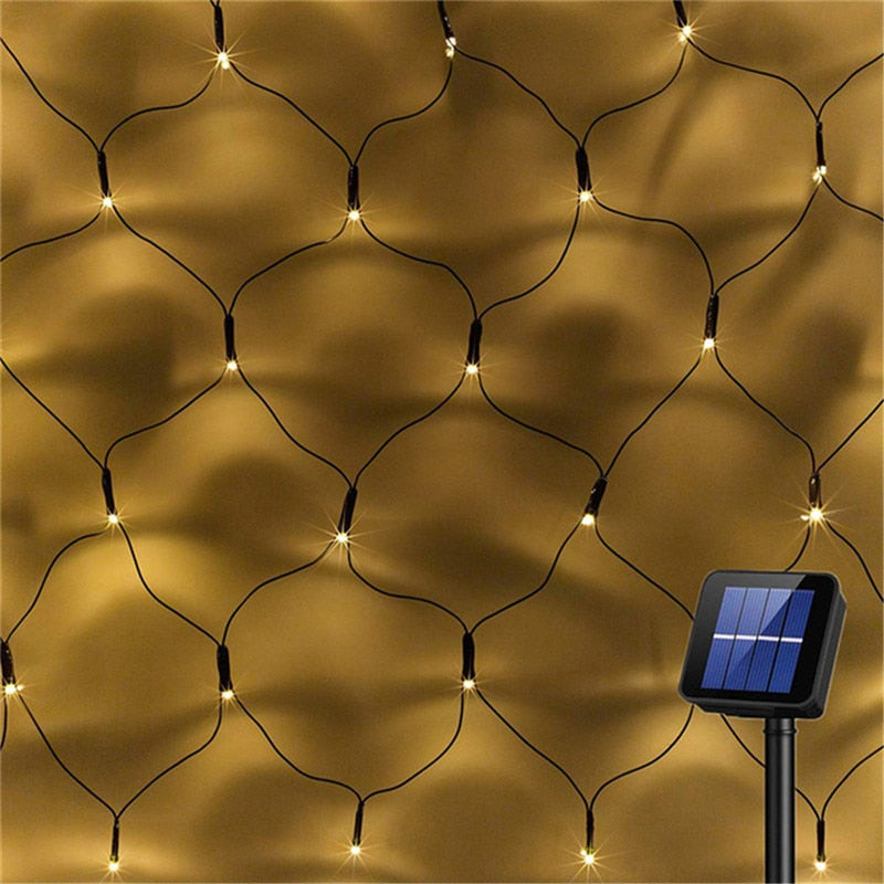 Guirlande Solaire <br> Filet de Maille Jaune 200 LED
