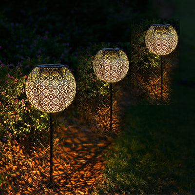 Boule déco en métal Lampe LED Extérieur jardin solaire Lampes