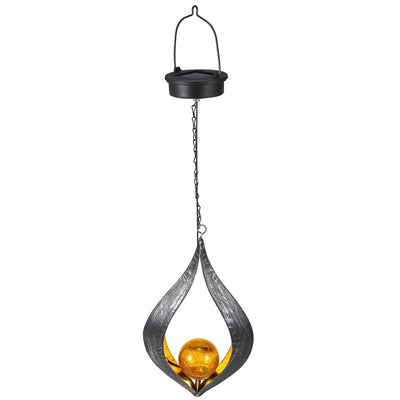 Lanterne solaire métal noir à suspendre boule