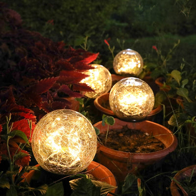 lampe solaire boule verre craquelé