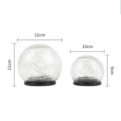 lampe solaire boule verre craquelé