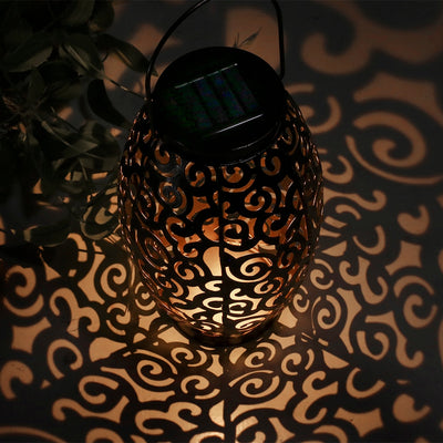 Lanterne solaire métal noir à poser jardin