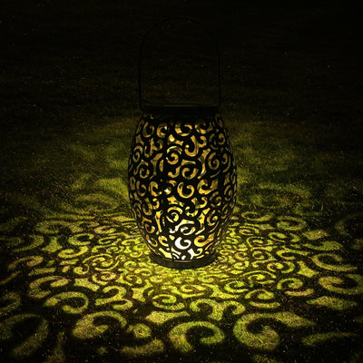Lanterne solaire métal noir à poser lumineuse