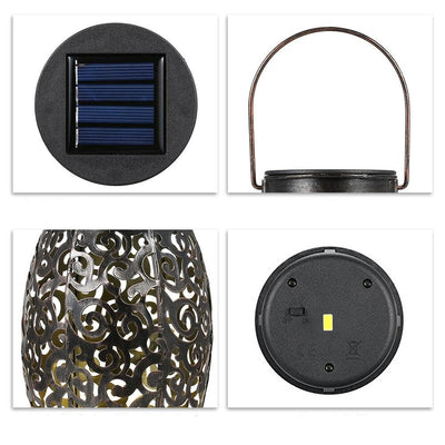 Lanterne solaire métal noir à poser led