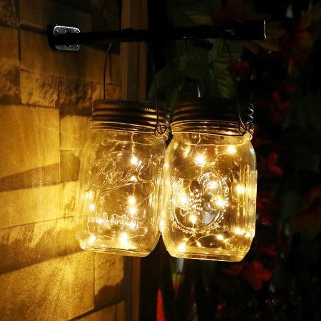 Lanterne Solaire Exterieur Mason Jar Lampe Led Bocal Lumineux